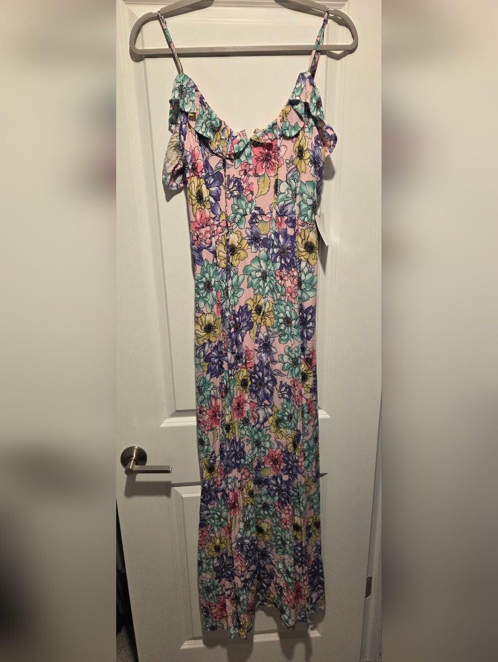 Lulu's Pink Floral Maxi Dress with Pastel Blooms